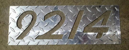 Diamond plate aluminum address sign