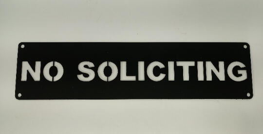 No Soliciting Steel sign